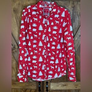 Cactus Man Slim Happy Holiday Button Down Shirt M